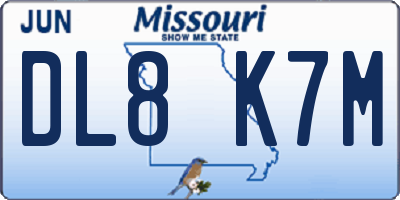 MO license plate DL8K7M