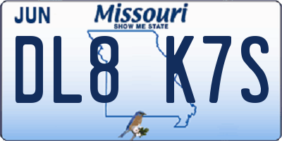 MO license plate DL8K7S