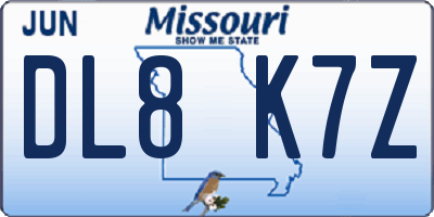 MO license plate DL8K7Z