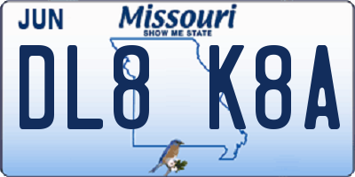 MO license plate DL8K8A