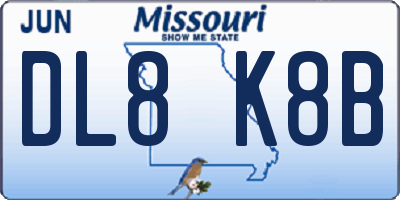 MO license plate DL8K8B