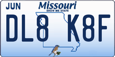 MO license plate DL8K8F