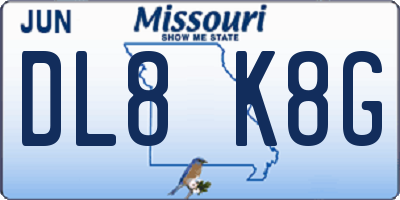 MO license plate DL8K8G
