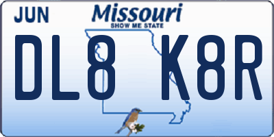 MO license plate DL8K8R
