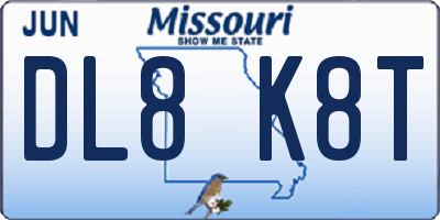 MO license plate DL8K8T