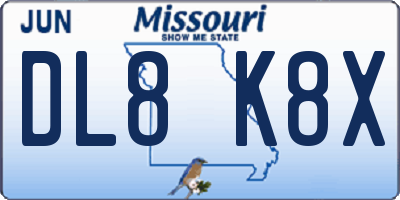 MO license plate DL8K8X