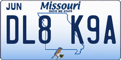 MO license plate DL8K9A