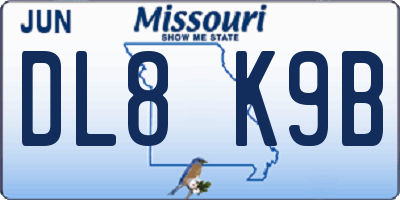 MO license plate DL8K9B