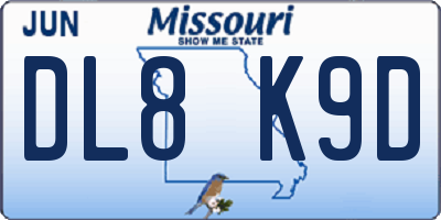 MO license plate DL8K9D