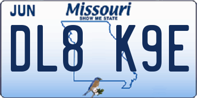 MO license plate DL8K9E