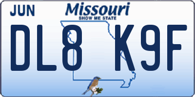 MO license plate DL8K9F