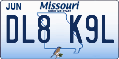 MO license plate DL8K9L