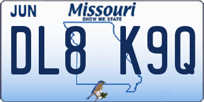 MO license plate DL8K9Q