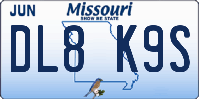 MO license plate DL8K9S