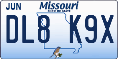MO license plate DL8K9X