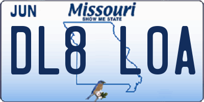 MO license plate DL8L0A