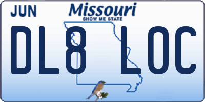 MO license plate DL8L0C