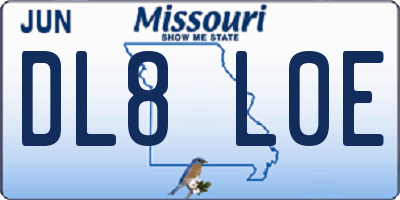 MO license plate DL8L0E