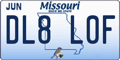 MO license plate DL8L0F