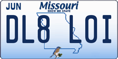 MO license plate DL8L0I