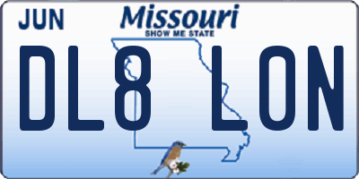 MO license plate DL8L0N