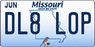 MO license plate DL8L0P