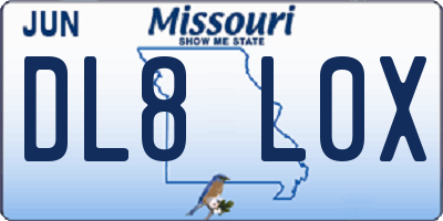 MO license plate DL8L0X