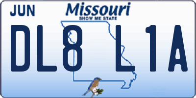 MO license plate DL8L1A
