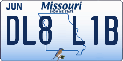 MO license plate DL8L1B