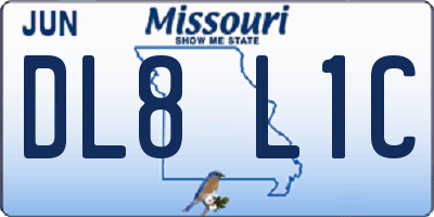 MO license plate DL8L1C