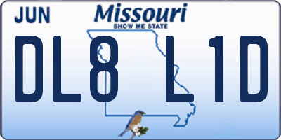 MO license plate DL8L1D