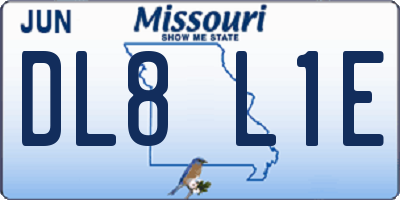 MO license plate DL8L1E