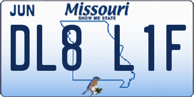 MO license plate DL8L1F