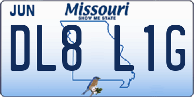 MO license plate DL8L1G