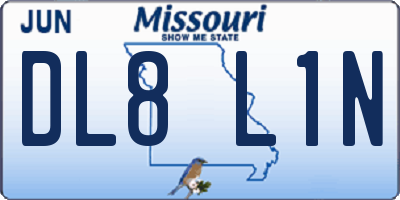 MO license plate DL8L1N