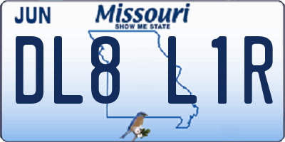 MO license plate DL8L1R