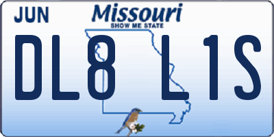 MO license plate DL8L1S