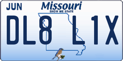 MO license plate DL8L1X