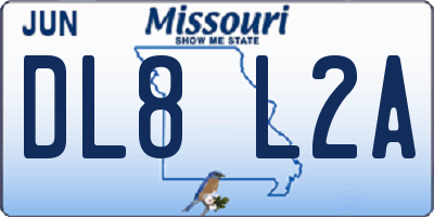 MO license plate DL8L2A