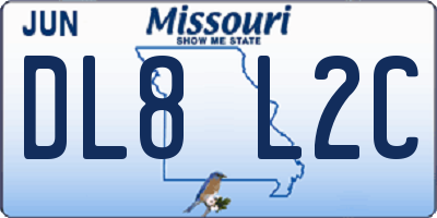 MO license plate DL8L2C