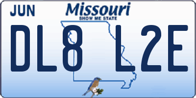 MO license plate DL8L2E