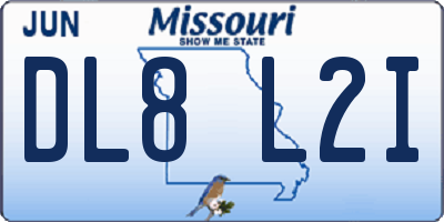 MO license plate DL8L2I