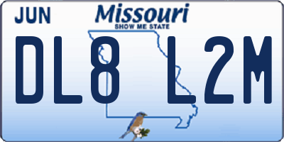 MO license plate DL8L2M