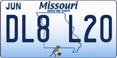 MO license plate DL8L2O