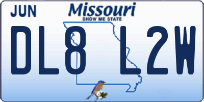 MO license plate DL8L2W
