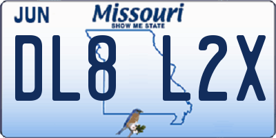 MO license plate DL8L2X