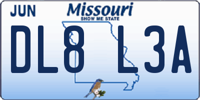 MO license plate DL8L3A