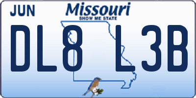 MO license plate DL8L3B