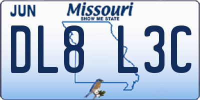 MO license plate DL8L3C