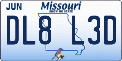MO license plate DL8L3D